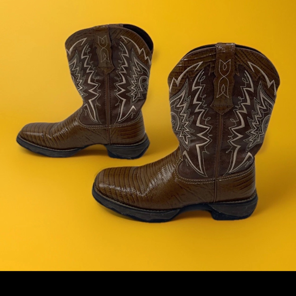 Durango Brown 10” Western Boots With Bold Stitching